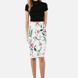 Express high wasted floral pencil skirt